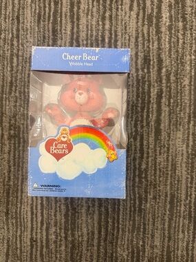 Care Bears Cheer Bear Pink Bobble Figure with Rainbow Art